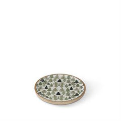Wood Trays w/Christmas Trees Enameled- Round