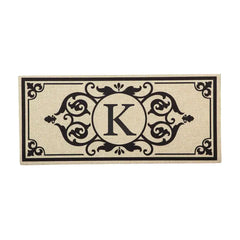 Cambridge Monogram Burlap Sassafras Switch Mat, Letters A-Z, 22" X 10"
