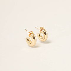 14K Gold Dipped Post Hoop Earrings