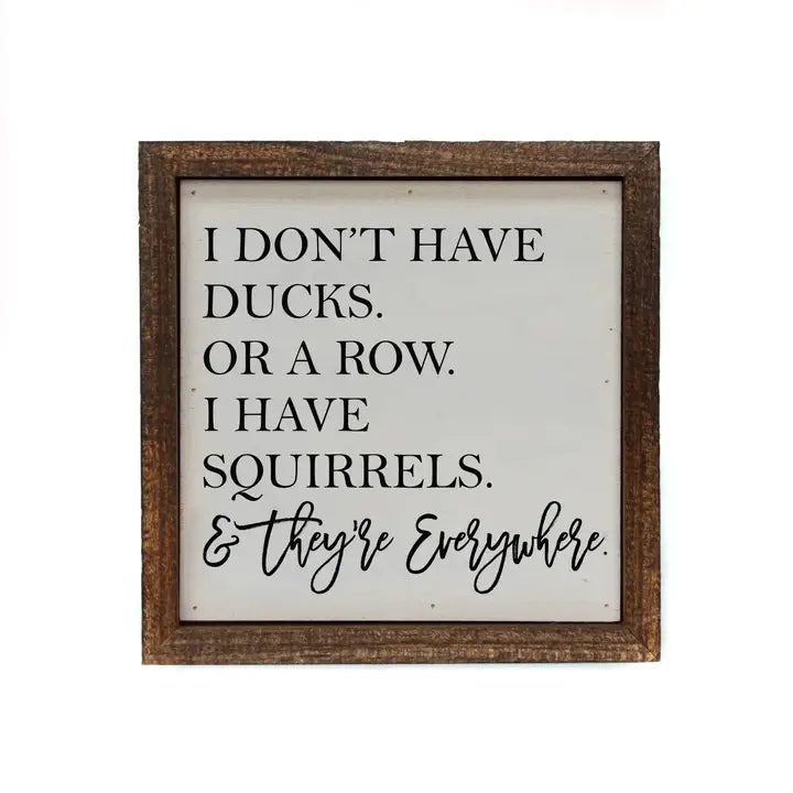 I Don't Have Ducks. or A Row. I Have Squirrels Sign