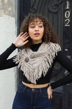 Heathered Shoulder Warmer With Coco Buttons