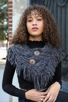 Heathered Shoulder Warmer With Coco Buttons
