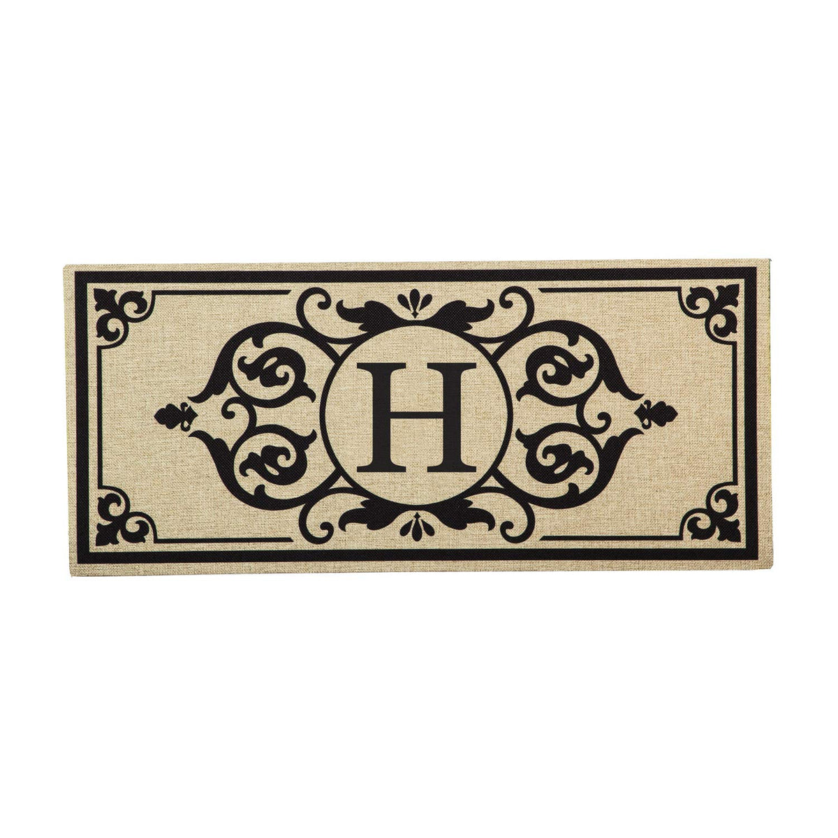 Cambridge Monogram Burlap Sassafras Switch Mat, Letters A-Z, 22" X 10"