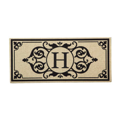 Cambridge Monogram Burlap Sassafras Switch Mat, Letters A-Z, 22" X 10"