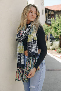 Colorblock Contrast Knit Oversized Scarf