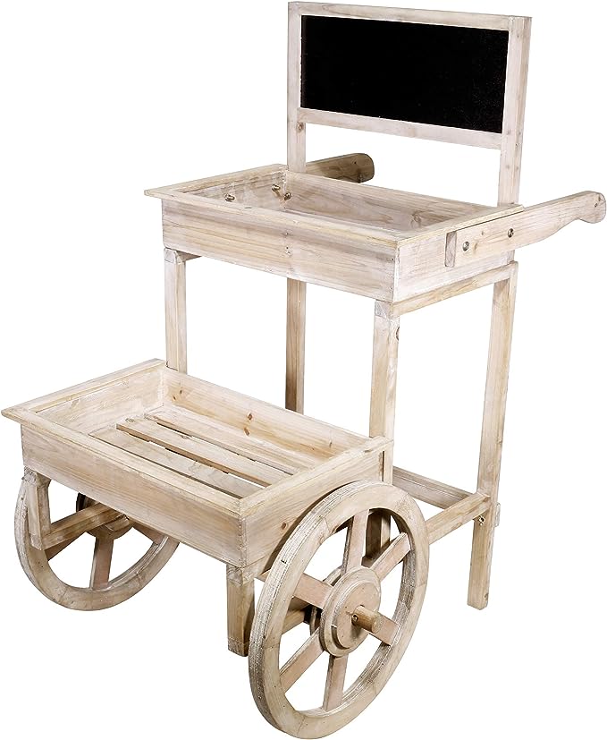Wooden Plant Cart and Display Stand w/Chalkboard