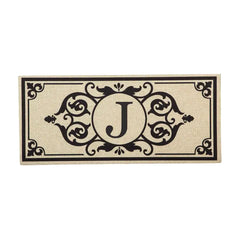 Cambridge Monogram Burlap Sassafras Switch Mat, Letters A-Z, 22" X 10"