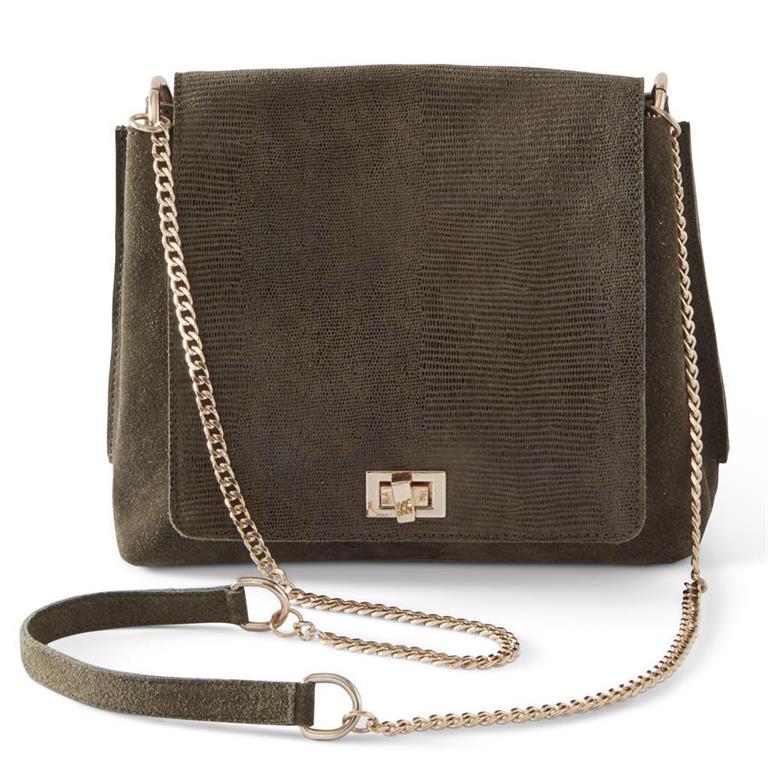 Green Suede Snakeskin Embossed Crossbody