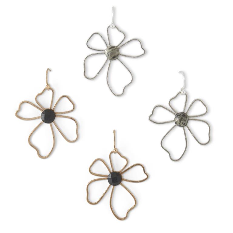 Gold Wire Flower Earrings