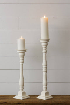 Antiqued Pillar Candle Holders