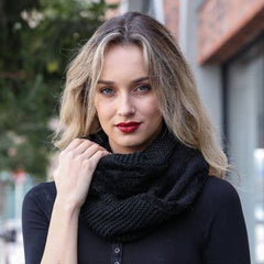 Faux Sherpa Lining Knit Infinity Scarf