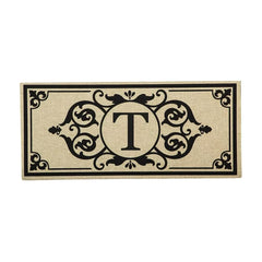 Cambridge Monogram Burlap Sassafras Switch Mat, Letters A-Z, 22" X 10"
