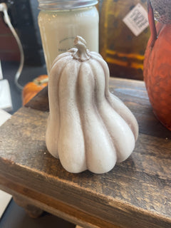 Whitewashed Resin Pumpkin