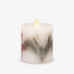 White Berry & Pinecone Luminara LED Flickering Pillar Candles