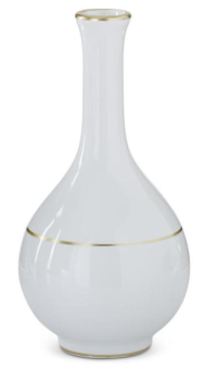 White Ceramic Bud Vases w/Gold Stripe