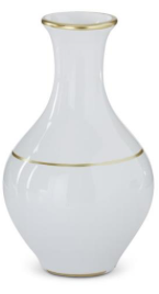 White Ceramic Bud Vases w/Gold Stripe