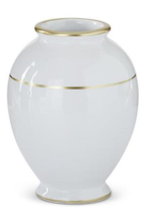 White Ceramic Bud Vases w/Gold Stripe
