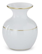White Ceramic Bud Vases w/Gold Stripe