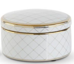 White & Gold Round Ceramic Lidded Containers