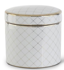 White & Gold Round Ceramic Lidded Containers