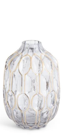 Smoked Glass Gold Oval Embossed Vases