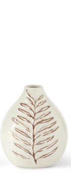 Cream & Brown Fern Leaf Speckled Ceramic Vases
