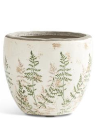 Cream Crackle Pots w/Fern Stem Decal