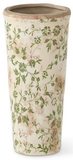 Cream & Green Floral Ceramic Pots