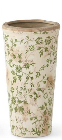 Cream & Green Floral Ceramic Pots