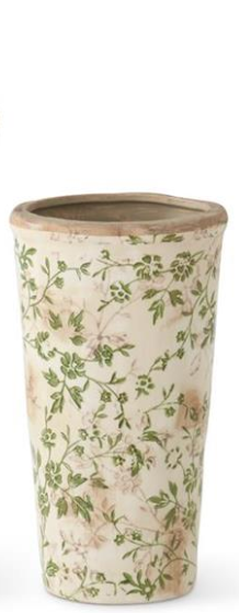 Cream & Green Floral Ceramic Pots