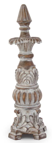 Whitewashed Carved Resin Finials