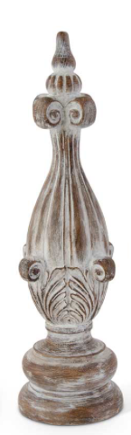 Whitewashed Carved Resin Finials
