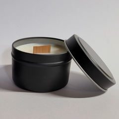 Mahogany Teakwood - Wood Wick, OTM Black Tin Candle