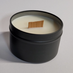 Mahogany Teakwood - Wood Wick, OTM Black Tin Candle