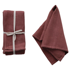 18" Square Woven Linen & Cotton Waffle Napkins, Set of 4