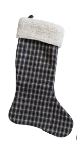 Woven Wool Blend Stocking with Sherpa Cuff
