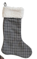 Woven Wool Blend Stocking with Sherpa Cuff