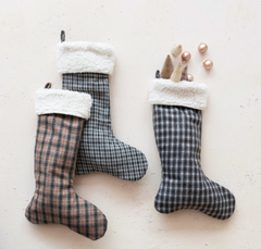 Woven Wool Blend Stocking with Sherpa Cuff