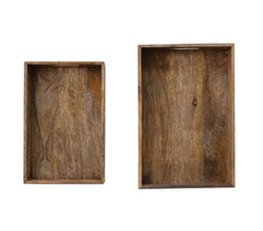 Decorative Carved Mango Wood Trays with Handles