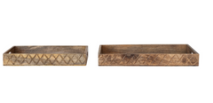 Decorative Carved Mango Wood Trays with Handles
