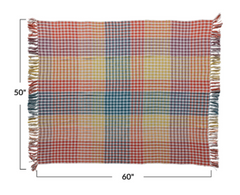Woven Cotton Throw with Fringe