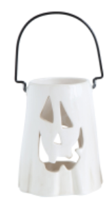 Ceramic Ghost Lantern with Metal Handle