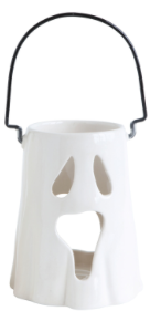 Ceramic Ghost Lantern with Metal Handle