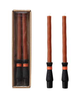 Broom Shaped Unscented Witch Taper Candles