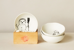 Stoneware Bowl with Snowman