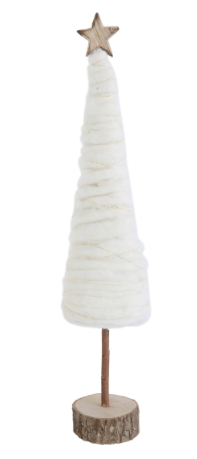 Wool Christmas Tree with Star and Wood Base