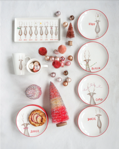 Stoneware Platter with Santa's Reindeer