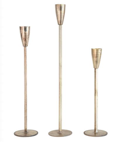 Metal Taper Holders with Antique Finish
