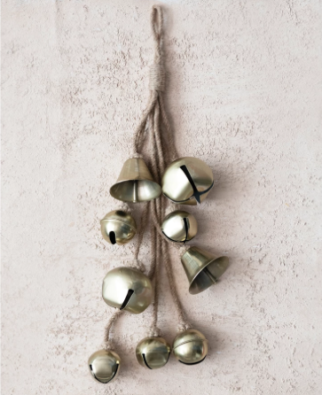 Metal Bell Cluster with Jute Rope
