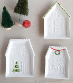 Embossed Stoneware House Plate